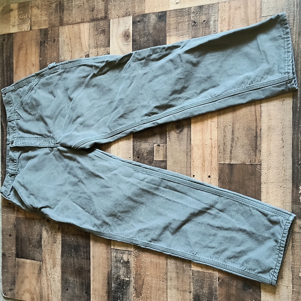 Carhartt Loose Fit Flannel Lined Gray Canvas Pant Sz 38x34 Men